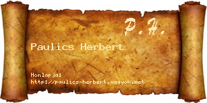 Paulics Herbert névjegykártya
